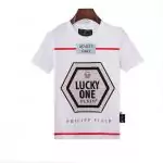 philipp plein t-shirts pour hommes white lucky one diamond